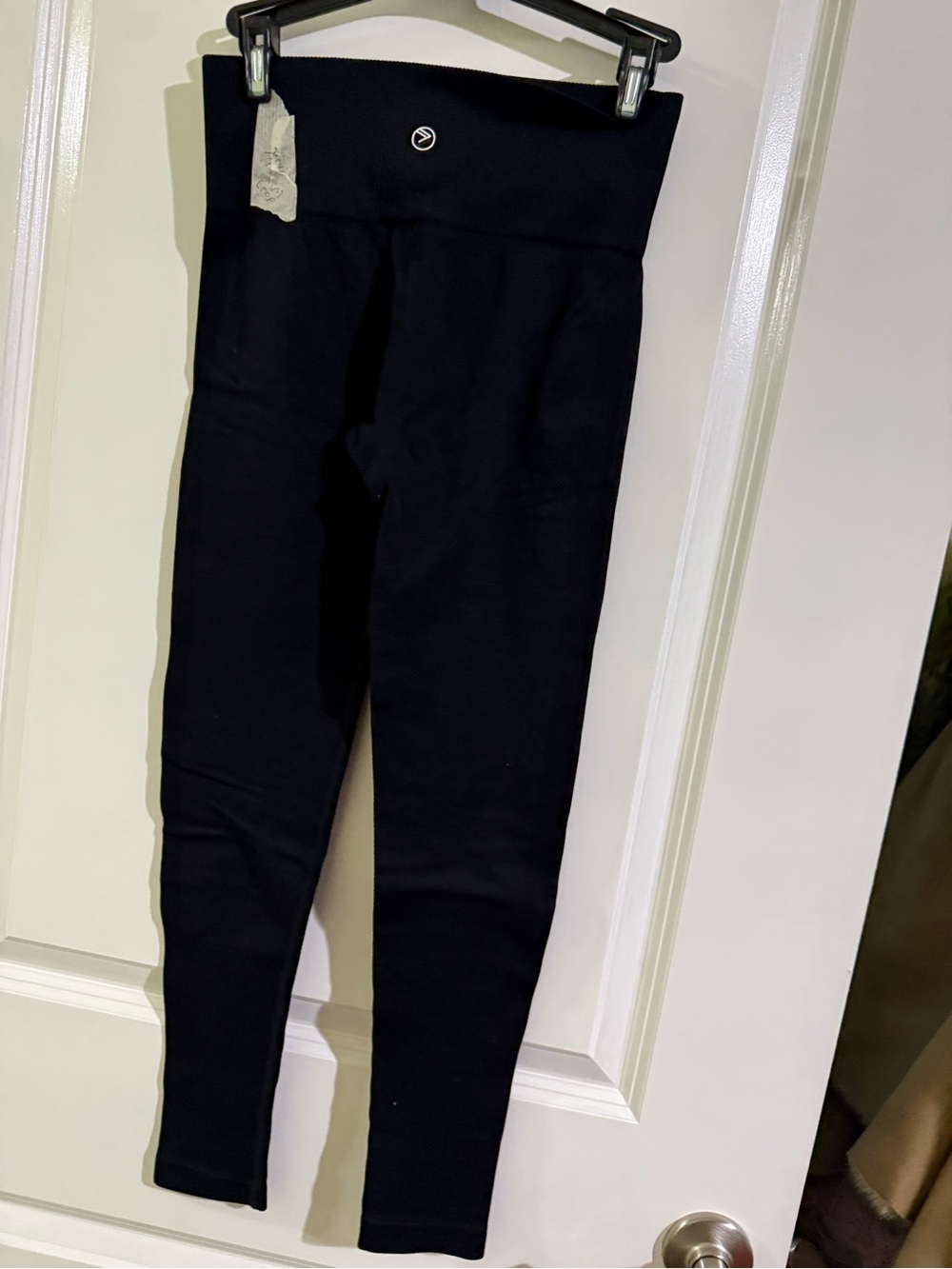 Girls' High-Waist Black Leggings with Logo